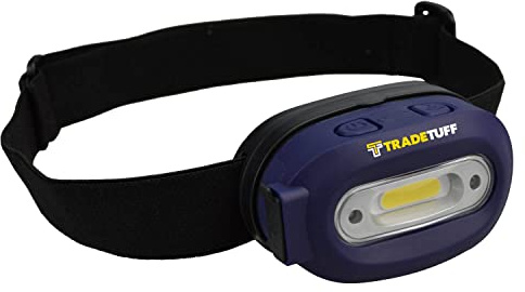 TRADETUFF XTRA260 Rechargeable Head Torch Hands-Free Flashlight Headlight Splash Dustproof 2 Levels Dimmable