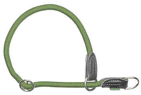 Leisegrün Retrieverhalsband verstellbar | Halsband für Hunde aus Nylon mit Zug-Stopp | Modell Derby | Olivgrün | Größe: XL