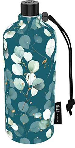 Emil Trinkflasche aus Glas für Mädchen & Jungen isolierte Glasflasche für Schule, Freizeit, Sport: Kinder & Eltern Eucalyptus (0,6l)