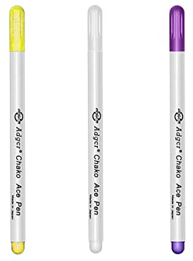 TopHomer Water Erasable Fabric Marker Pen Non-Permanent Water Soluble Marking Pens Multicolor Auto-Vanishing Faded Magic Pen for DIY Cross Stitch Embroidery Sewing - Set C, Pack of 3