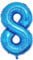 Ponmoo Foil Globo Número 8 Azul 40 (101cm), Inflable Helio o aire, Gigante Numeros 0-9, 10-19, 20-29, 30-100, Grande Globos Decoración para La Boda Aniversario y Cumpleaños Fiestas