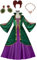 Yanny Weiblich Winifred Sanderson Kostüm Mary Sarah Sanderson Cosplay Perücke Ohrringe Halskette Kleid Zubehör für Halloween (Grün 1, 3X-Large)