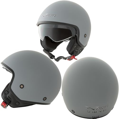 Casco Jet Scooter Moto Omologato ECE 22-06 Visiera Parasole Grigio Opaco M