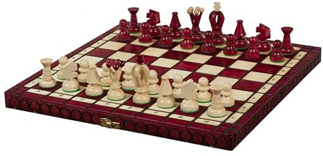 Sunrise Chess Mittleres Königliches Schachset (35x35 cm) in Kirschholzoptik - Tradition und Eleganz in einem Set