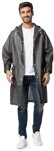 Opret Regenponcho Herren Damen, Wasserdicht EVA Regencape Regenschutz, Wiederverwendbar Leichter Poncho Regen Faltbare Regenmantel mit Reflektorstreifen und Tasche für Freien Camping Wandern
