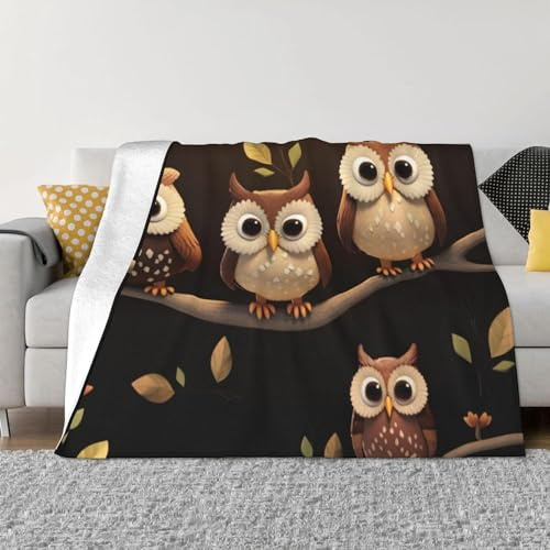 Kuscheldecke 150 x 200 cm 3D Eule Decke Flanell Fleecedecke Weich Warm Flauschig kuscheldecken Eule Wohndecke Decken für Sofadecke Couchdecke, Kinder Erwachsene F246