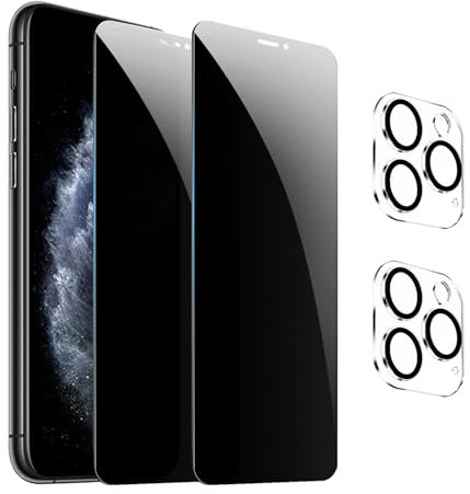 GXAYZ 【4 Stück】 Sichtschutz Schutzfolie für iPhone 11 pro max,Privacy Panzer Schutz glas，[2* Anti-Spy Schutzglas + 2* Kameraschutz] Anti-Peeping Sichtschutzfolie，Anti-Spy Schutzglas
