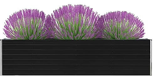 GuyAna Hochbeet 320 x 40 x 77 cm Verzinkter Stahl Anthrazit Pflanzkasten Pflanzkübel Pflanzbeet Gartene