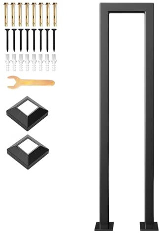 SCGSJZH Geländer Treppen Schwarz, U/M-förmiger bodenmontierter Handlauf, modernes schmiedeeisernes Brüstungsgeländer, Garten-/Korridor-/Loft-/Innentreppengeländer (95cm, U-Typ)