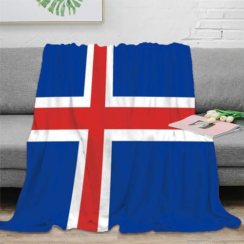 Strunt Flaggege von Island Nationale Flaggege Decke Fleecedecke,Kaschmir-Gefühl Kuscheldecke Geeignet Für Kinder Erwachsene Bett Oder Sofa 60x80inch(150x200cm)