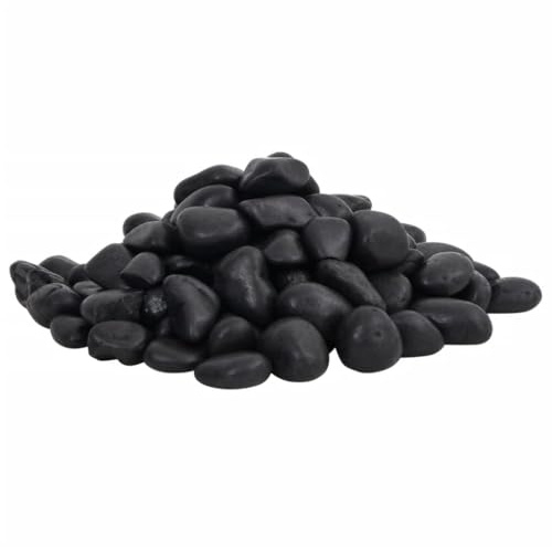 vidaXL Polierte Kiesel 10 kg Schwarz 2-5 cm