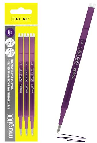 Online 3x ricariche cancellabili I Compatibile con Pilot Frixion, magiXX I Viola 0,7 I Ricambio per penna gel cancellabile I Ricariche per penne roller gel con inchiostro cancellabile