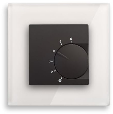 Raumtemperaturregler System Eberle unter Putz anthrazit mit Abdeckrahmen Serie Gira (Esprit Glas weiß)
