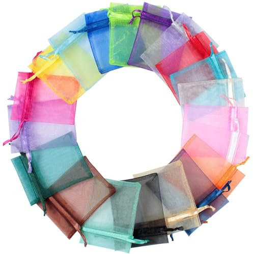 ZESLIV 100 Stück Organzabeutel Hochzeit Schmuckbeutel Organzasäckchen Violett 20 x 30 cm Säckli Beutel Geschenkbeutel Bonbonsbeutel