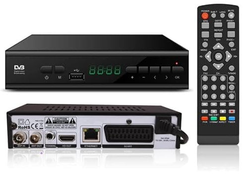 Decodificador TDT HD 2024,Sintonizador TDT HD,Receptor TDT HD,Decodificador DVB-T2,HD 1080P H265 HEVC Principal 10 bit,Soporta ETHERNET/USB WiFi/Proyector/Dolby/PVR/Funciones Multimedia
