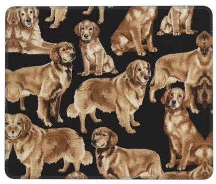 Golden Retrievers - Tappetino per mouse in gomma con bordo bloccato (orizzontale), adatto per computer portatili di casa, ecc.