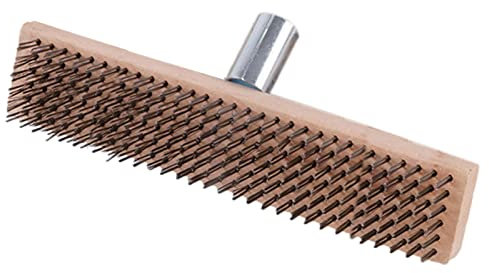 Drahtbesen – wiederverwendbare Kratzbürste, verdickter Gartenbesen, Laubbesen, 30 cm, tragbarer Boden-Stahldrahtbesen mit Holzgriff, harte Borsten, Kehrmaschine für Beton, Gehwege, Pool, Garten