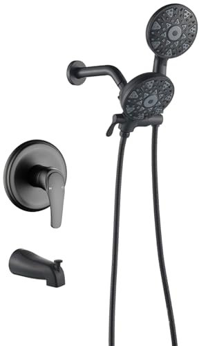 Wannen- und Duscharmatur-Set, komplettes Duschwannenset, Doppelduschkopf und Handbrause 2-in-1-Kombi-Set, Duschsystem mit Wannenauslauf Wanne und Duschverkleidungs-Set, Kombi-Set, Duscharmaturen,