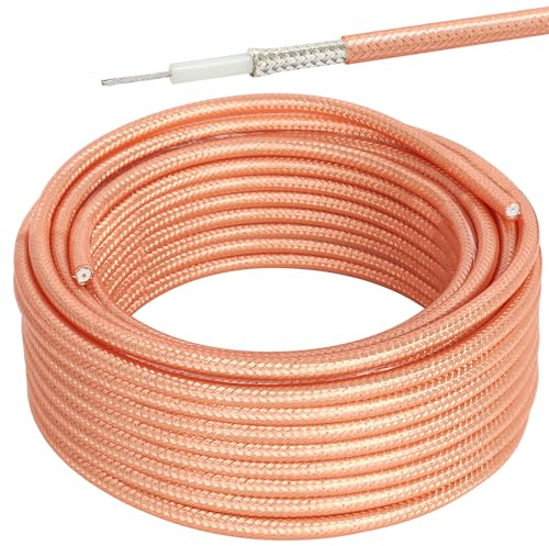 MOOKEERF RG400 Coaxial Cable 50ft, Low Loss M17/128 Double Shield 50 Ohm RF Coaxial Cable Flexible Cable