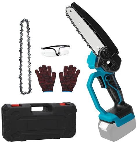 DriSubt 6 Zoll Kettensäge mit bürstenlosem Motor, kompatibel mit Makita, kleine Kettensäge mit Kette, Mini Elektrokettensäge für für Gartenholz Baumschere Astschere Holzschneiden (für Makita)