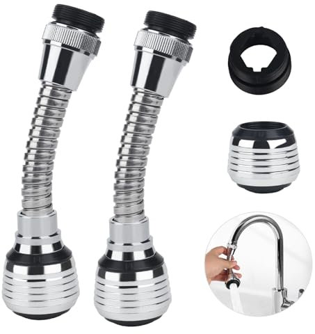 YYTECH 2 Piezas Extensor De Grifo De Cocina,Aireador Grifo Cocina Adaptador Grifo Cocina Aireador Grifo Giratorio De Gran Ángulo 360 Grados, Para El Hogar, Cocina, Baño(16 cm)