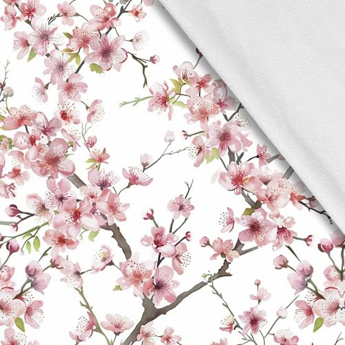 HEKO PANELS Softshell Stoff, Meterware, Kirschblüten, 1 Meter 150 x 100 cm | wasserfester und windfester Outdoor Stoff mit Fleece, Nähstoffe für Jacken und Overalls, funktional zum Nähen und DIY
