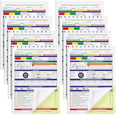Gilprop 400 Stück, 15 x 21 cm, Multi-Punkt-Inspektionsformular, Fahrzeugprüfung, detailliertes Fahrzeug, Inspektionsformular, leicht abreißbar, 2-lagig, selbstdurchschreibend, für