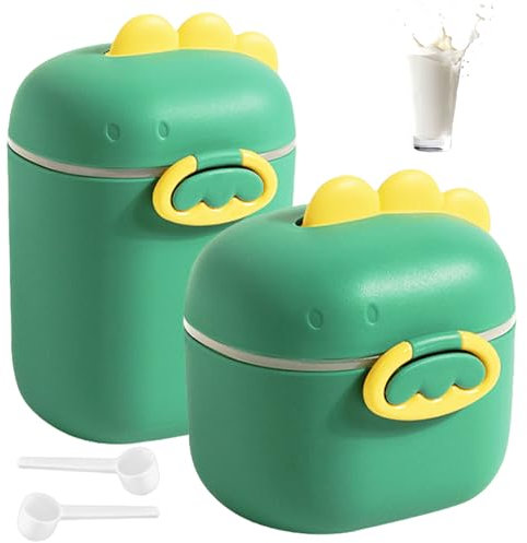 2 Stück Milchpulver Portionierer Baby, 400ml und 800ml Milchpulver Aufbewahrungsbox, Milchpulver Box mit Schaber und Löffel, Tragbarer luftdichter Milchpulver Behälter von Baby Milchpulver, Grün