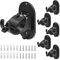 Support Tringle Rideaux Sans Percage 6 Pièces, Double Fixation Auto Adhésif et Vis Renforcée, Métal Résistant Universel pour Coffre Volet Roulant, Salle de Bain Cuisine Chambre - Noir