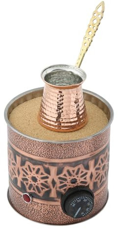 Tulip Home - Traditional Authentic Turkish Copper Electric Hot Trend Small M2 Coffee Maker Heater Machine 110V - 220V + Turkish Coffee Pot and Coffee as Gift