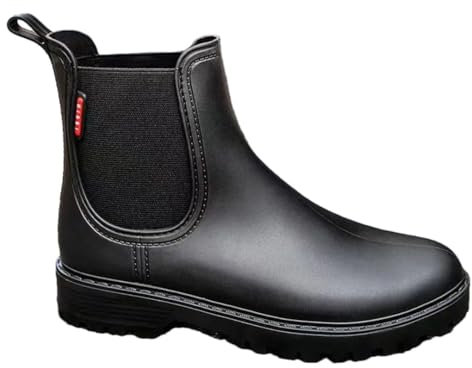 Stivali da donna con tacco alto, suola spessa, antiscivolo, impermeabili, antiscivolo, da cucina, lavoro, giardino, Nero , 38(US7)