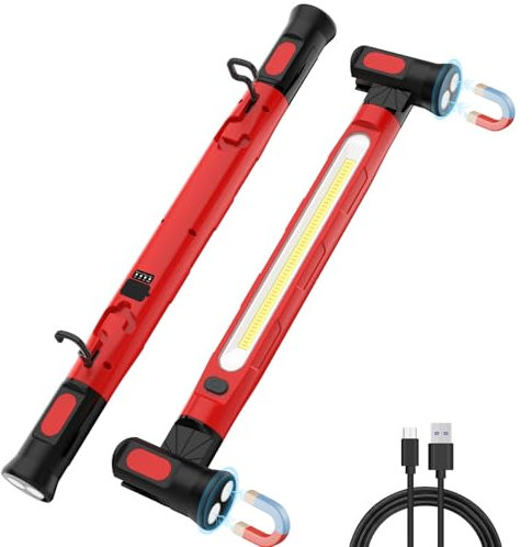 ERAY Linterna LED Taller, Luz de Trabajo Portatil 6000mAh 3000LM, Lámpara LED Recargable Taller con Base Magnética y 360°Gancho 3 Modos, Lámpara de Inspección para Capó, Coches, Taller, Emergencia