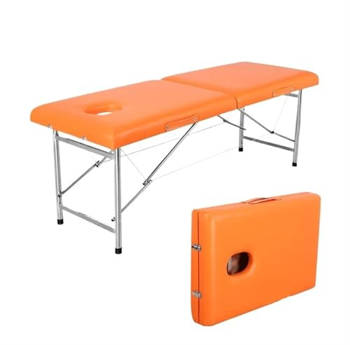 Massageliege Klappbar Faltbare Massagebetten, professionelle Kosmetikerin, Bahre, Schönheitstisch, wirtschaftlich, tragbar, Kosmetik-Couch, Klinik, zusammenklappbar Massagebett Tragbar(180X60CM Orange