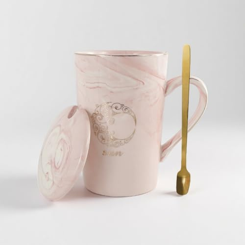 DESSERT OFFENSIVE Pink Sun Designed Mom Mug, 14 oz Ceramic Mug with lid and Spoon, a Thoughtful Birthday Gift for her, Creative Gift Ideas for her, Unique Gifts for Women.(Sun)