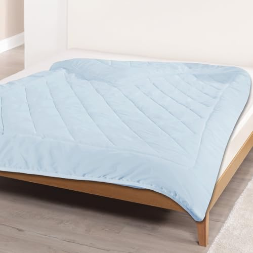 Delindo Lifestyle Bettdecke 135x200 cm, blau, Pflegeleicht, Steppdecke Dream Colour, Sommer dünn leicht, Oeko-TEX Standard 100, Allergiker geeignet