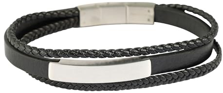 Akzent Armband Herren - Premium Armband Herren in Schwarz aus Kunstleder, 100% Wasserfest & Hautverträglich