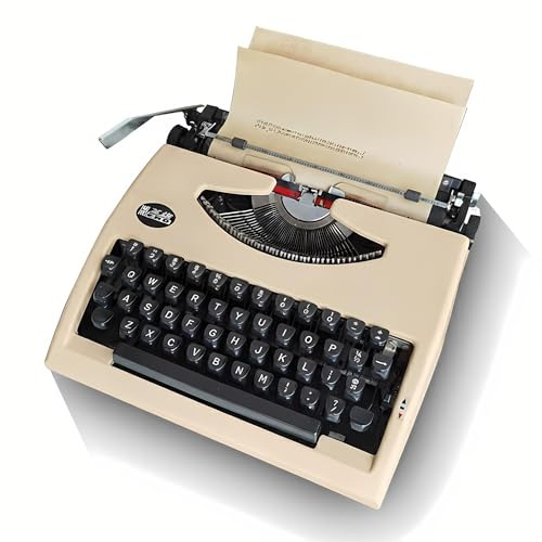 Efficieran Manual Retro Typewriter Machine for Distraction Free Writing, Vintage Mechanical Keyboard with Ribbon Carry Case, Old Fashioned Style Creative Letters Desk Decor Gift(Khaki)