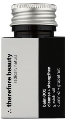 therefore beauty balm 001 Gesichtsöl gegen Pickel & unreine Haut – Klärendes Schwarzkümmelöl & Grapefruit – 30ml Anti-Pickel Pflege Serum zur Talgregulation & Porenreinigung – Vegan & Naturkosmetik