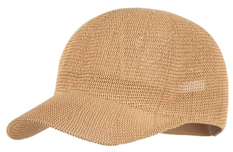 Aisi Women Men Summer Paper Straw Baseball Cap Fashion Beach Cap Woven Visor Sunhat Travel Outdoor Sports Cap Khaki