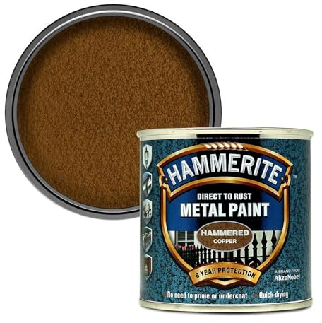 Hammerite Hammered Metal Paint, Rust Resistant, Fast Drying, Long Lasting, Durable, Weatherproof, Smooth, Versatile, Ideal for Gates, Furniture, Tools, Equipment, 250ml (Cooper, Pack of 1 Tin)