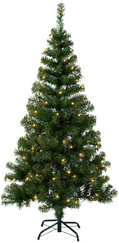 Star Trading 609-03 LED Ottawa Prelit-Tree, beleuchtet ca. 150x80 cm, 110 warmwhite LED, 311 tips, outdoor, grün, Vierfarb-Karton