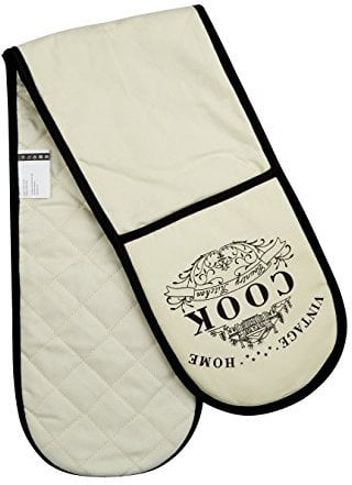 Premier Housewares 100% Cotton Glove, Double Oven Gloves, Oven Mitt, Heat Resistant, 84 X 2 X 18 Cm, Cream