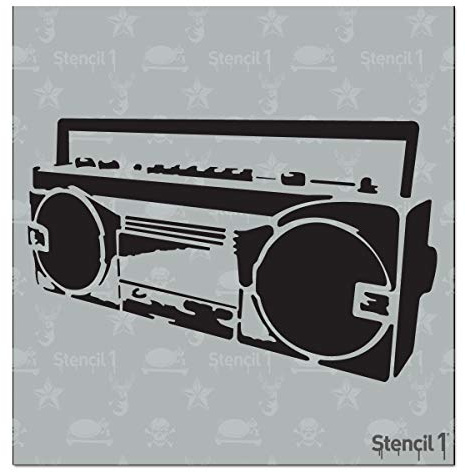 Stencil1 Boombox Stencil 5.75 x 6 - Durable Quality Reusable Stencils for Drawing Painting - Music Stencil Urban Graffiti Decorating Items and Decor on Walls Fabric & Furniture Art Craft