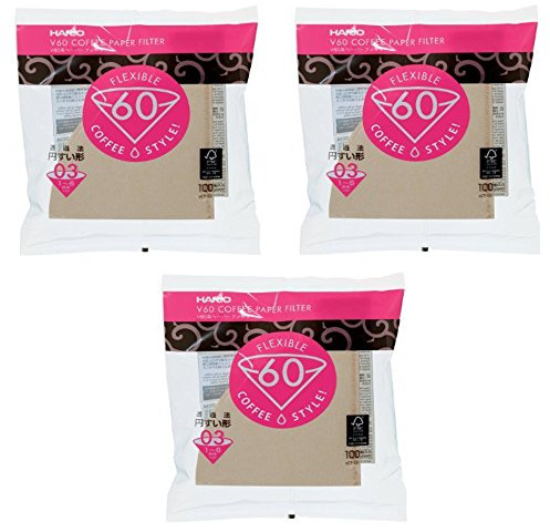Hario 03 100-Count Kaffee Naturpapierfilter, 3er Pack (insgesamt 300 Blätter) (Japanischer Import)