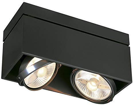 SLV LED Deckenlampe KARDAMOD für eine effektvolle Innenbeleuchtung | Dreh- und schwenkbare LED Deckenleuchte, Decken-Strahler, Spot Innenleuchte | Zweiflammig, Eckig, Schwarz, GU10, max. 75W