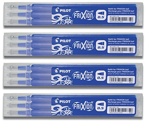 Pilot Pen 2276003F - Ersatzmine Frixion Clicker, Stärke 0.5 mm, 12 Stück, blau