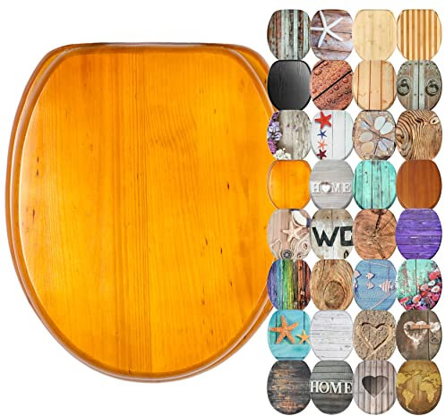 Sanilo Abattant WC avec frein de chute, Grande sélection de lunettes de toilette en bois, Finition de haute qualité (Bois)