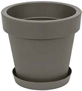 Prosperplast Blumentopf Übertopf inkl. Untersetzer 19.5 x 18.5 cm grau Blumenkübel Pflanzkübel Pflanztopf Kunststoff Lofly