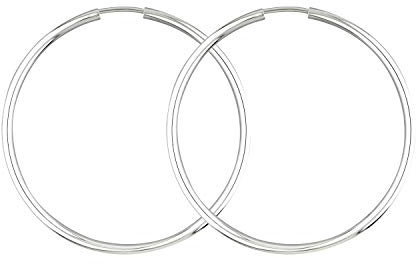 Creolen Echtgold 585 Weißgold – 40 mm, Breite 2 mm – Luxuriöse Damen Ohrringe mit Geschenkbox