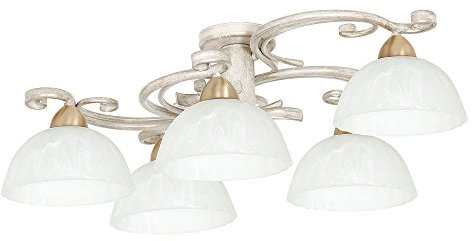 Licht-Erlebnisse Deckenlampe Landhaus weiß Shabby Chic Stil 5x E27 bis 60W Deckenleuchte Wohnzimmer rustikal Küchenlampe